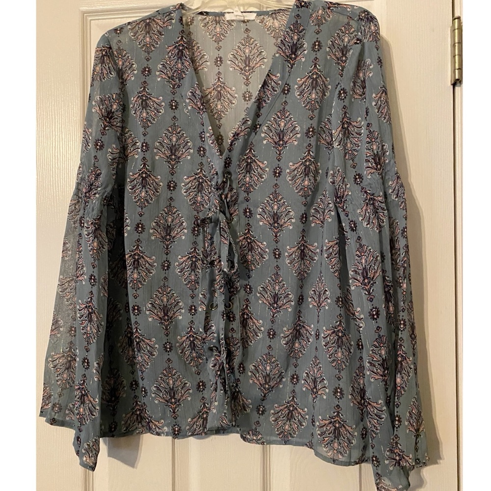Sheer bell sleeve shirt